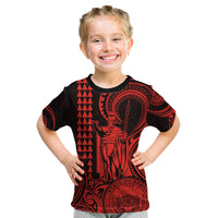 Custom Happy King Kamehameha Day Hawaii Kid T Shirt Paradise of the Pacific Tribal Kakau with Kanaka Maoli - Red - Wonder Print Shop