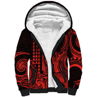 Custom Happy King Kamehameha Day Hawaii Sherpa Hoodie Paradise of the Pacific Tribal Kakau with Kanaka Maoli - Red - Wonder Print Shop