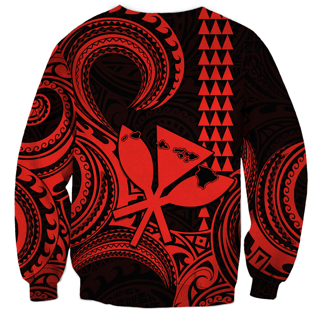 Custom Happy King Kamehameha Day Hawaii Sweatshirt Paradise of the Pacific Tribal Kakau with Kanaka Maoli - Red - Wonder Print Shop