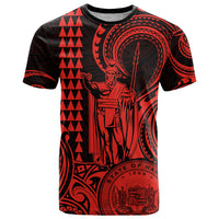 Custom Happy King Kamehameha Day Hawaii T Shirt Paradise of the Pacific Tribal Kakau with Kanaka Maoli - Red - Wonder Print Shop