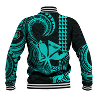 Custom Happy King Kamehameha Day Hawaii Baseball Jacket Paradise of the Pacific Tribal Kakau with Kanaka Maoli - Turquoise LT9 - Wonder Print Shop