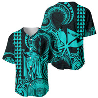 Custom Happy King Kamehameha Day Hawaii Baseball Jersey Paradise of the Pacific Tribal Kakau with Kanaka Maoli - Turquoise LT9 - Wonder Print Shop