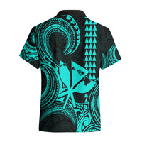 Custom Happy King Kamehameha Day Hawaii Hawaiian Shirt Paradise of the Pacific Tribal Kakau with Kanaka Maoli - Turquoise - Wonder Print Shop