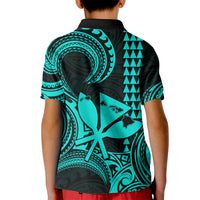 Custom Happy King Kamehameha Day Hawaii Kid Polo Shirt Paradise of the Pacific Tribal Kakau with Kanaka Maoli - Turquoise - Wonder Print Shop