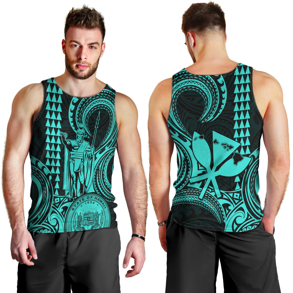 custom-happy-king-kamehameha-day-hawaii-men-tank-top-paradise-of-the-pacific-tribal-kakau-with-kanaka-maoli-turquoise