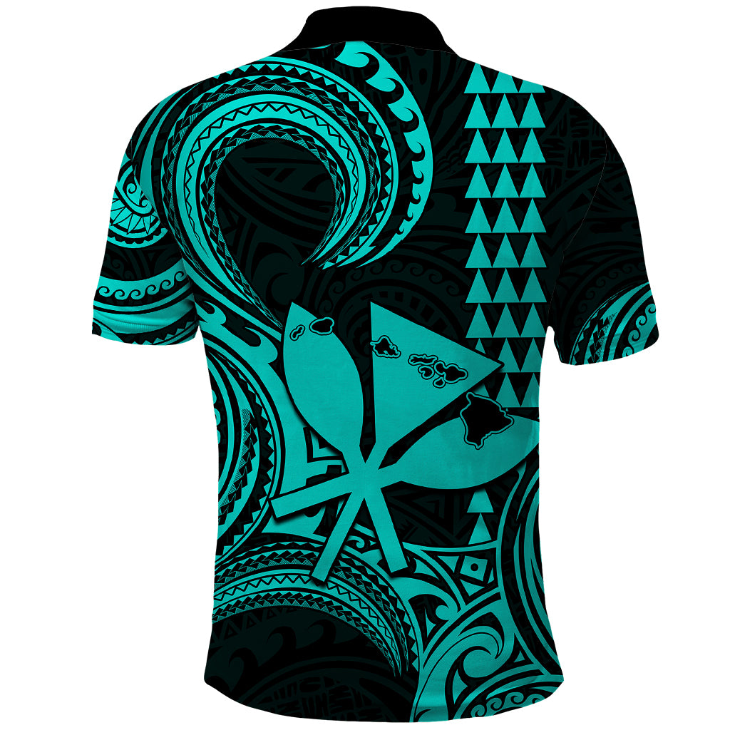 Custom Happy King Kamehameha Day Hawaii Polo Shirt Paradise of the Pacific Tribal Kakau with Kanaka Maoli - Turquoise - Wonder Print Shop