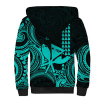 Custom Happy King Kamehameha Day Hawaii Sherpa Hoodie Paradise of the Pacific Tribal Kakau with Kanaka Maoli - Turquoise - Wonder Print Shop