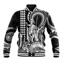 Custom Happy King Kamehameha Day Hawaii Baseball Jacket Paradise of the Pacific Tribal Kakau with Kanaka Maoli - White LT9 - Wonder Print Shop