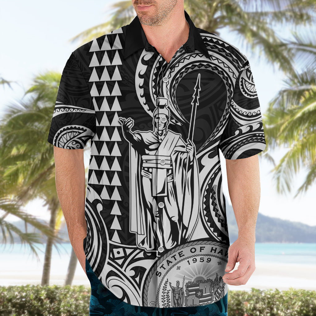 Custom Happy King Kamehameha Day Hawaii Hawaiian Shirt Paradise of the Pacific Tribal Kakau with Kanaka Maoli - White - Wonder Print Shop