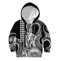 Custom Happy King Kamehameha Day Hawaii Kid Hoodie Paradise of the Pacific Tribal Kakau with Kanaka Maoli - White - Wonder Print Shop