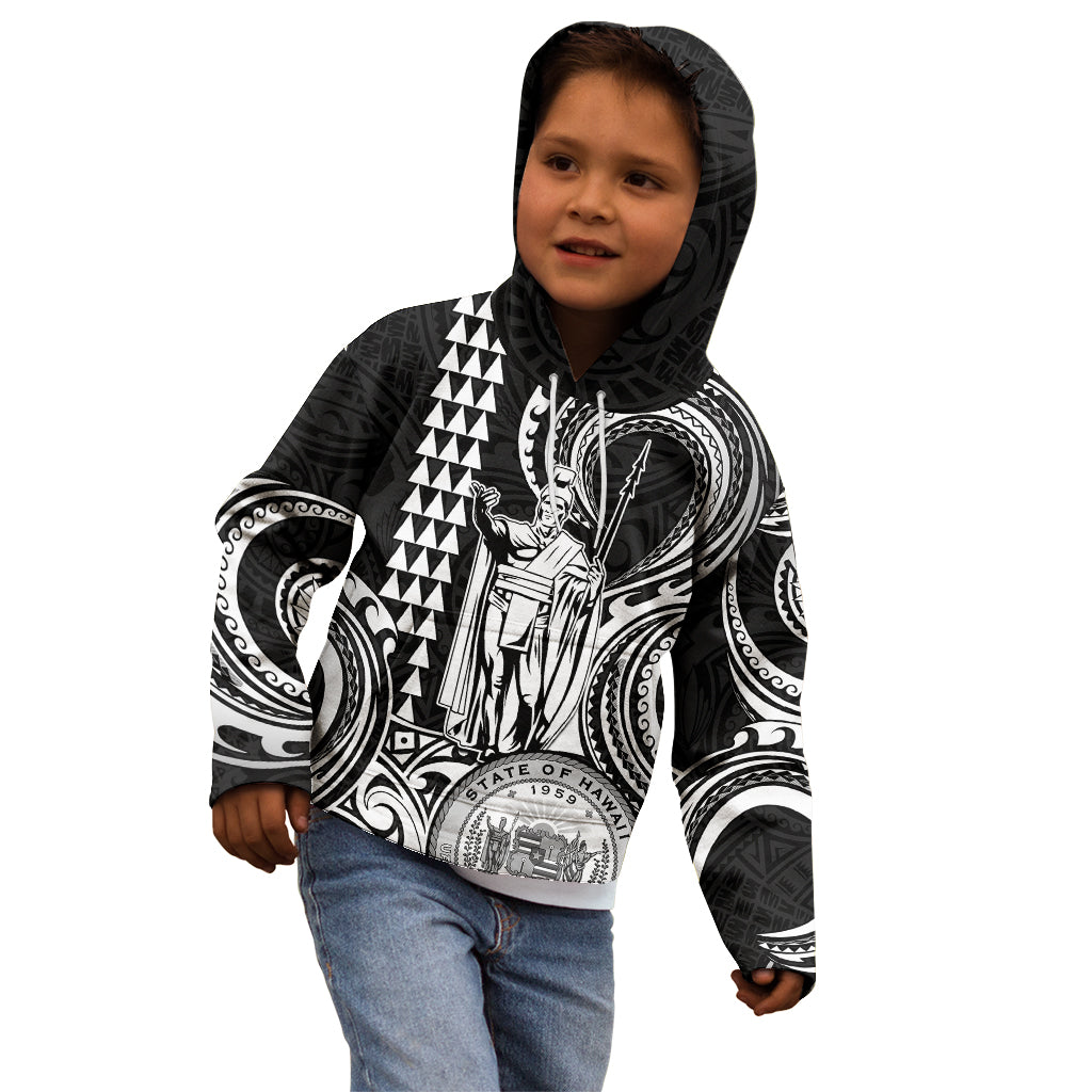 Custom Happy King Kamehameha Day Hawaii Kid Hoodie Paradise of the Pacific Tribal Kakau with Kanaka Maoli - White - Wonder Print Shop