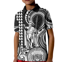 Custom Happy King Kamehameha Day Hawaii Kid Polo Shirt Paradise of the Pacific Tribal Kakau with Kanaka Maoli - White - Wonder Print Shop