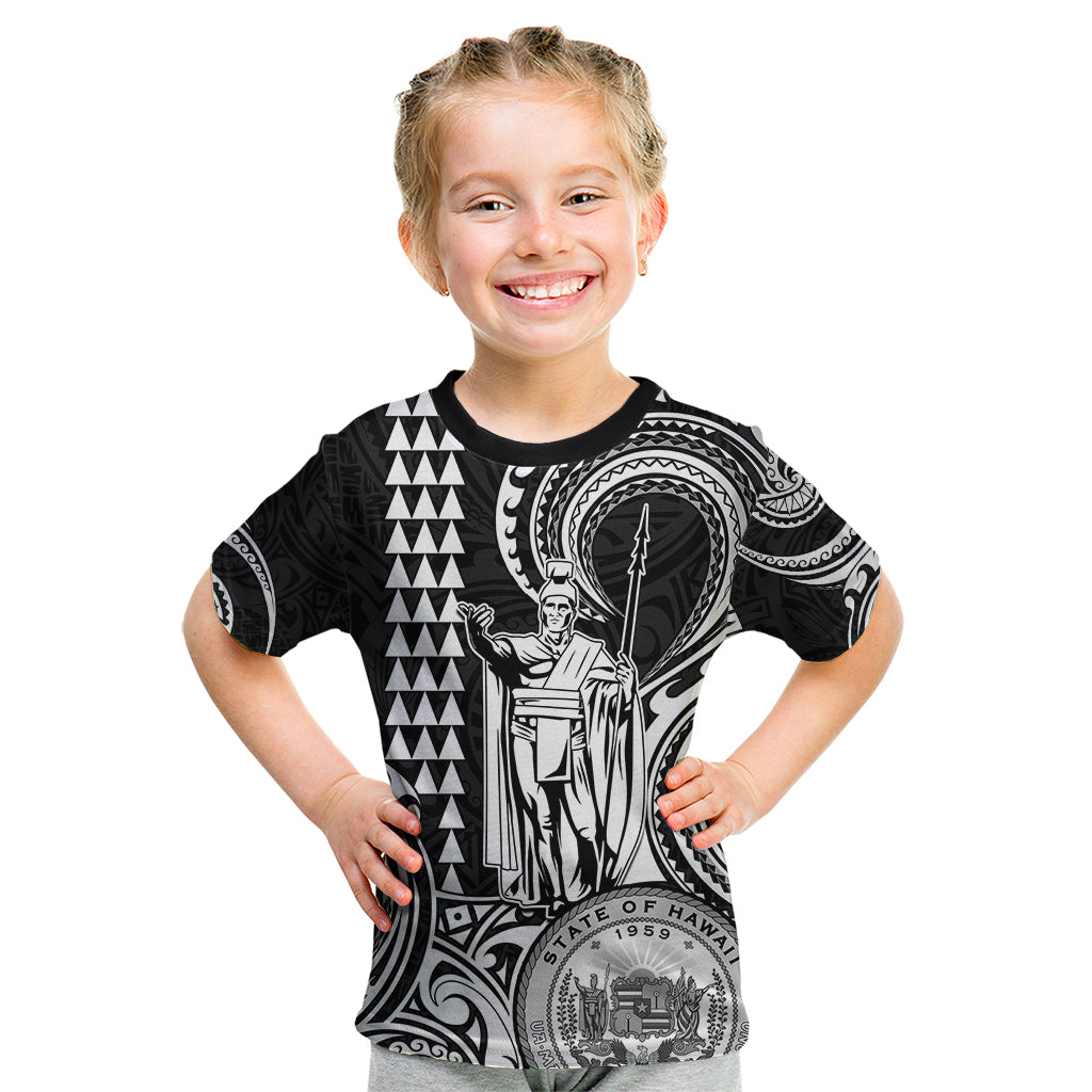 Custom Happy King Kamehameha Day Hawaii Kid T Shirt Paradise of the Pacific Tribal Kakau with Kanaka Maoli - White - Wonder Print Shop