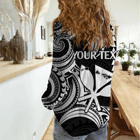 Custom Happy King Kamehameha Day Hawaii Women Casual Shirt Paradise of the Pacific Tribal Kakau with Kanaka Maoli - White - Wonder Print Shop