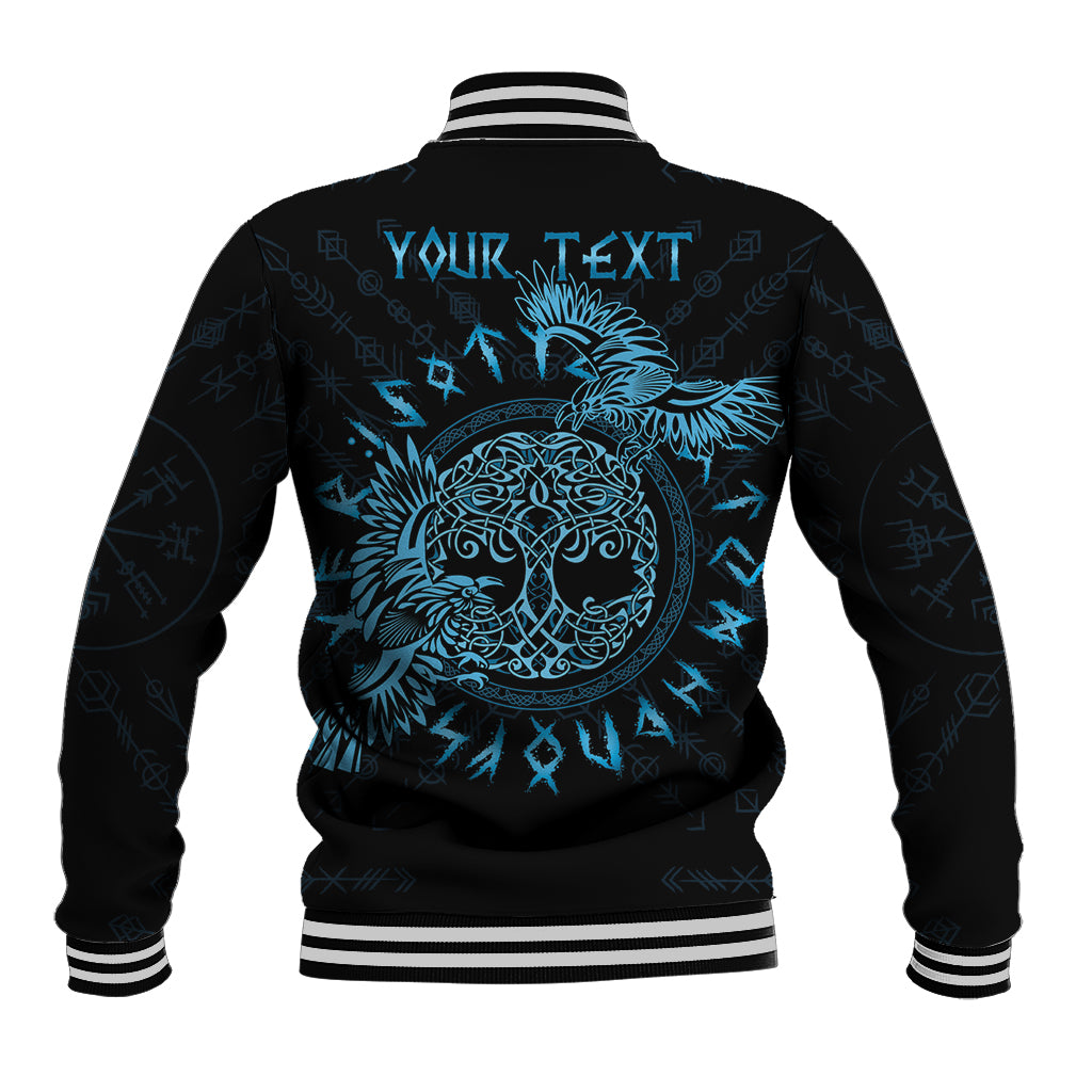 Personalized Odin's Celtic Raven Baseball Jacket Blue Scandinavian Tattoo LT9 - Wonder Print Shop