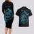 Personalized Odin's Celtic Raven Couples Matching Long Sleeve Bodycon Dress and Hawaiian Shirt Blue Scandinavian Tattoo LT9 - Wonder Print Shop