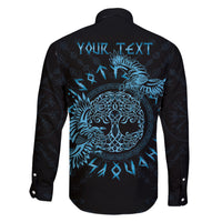 Personalized Odin's Celtic Raven Family Matching Short Sleeve Bodycon Dress and Hawaiian Shirt Blue Scandinavian Tattoo - Wonder Print Shop