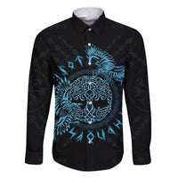 Personalized Odin's Celtic Raven Family Matching Tank Maxi Dress and Hawaiian Shirt Blue Scandinavian Tattoo - Wonder Print Shop