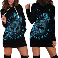 Personalized Odin's Celtic Raven Hoodie Dress Blue Scandinavian Tattoo - Wonder Print Shop