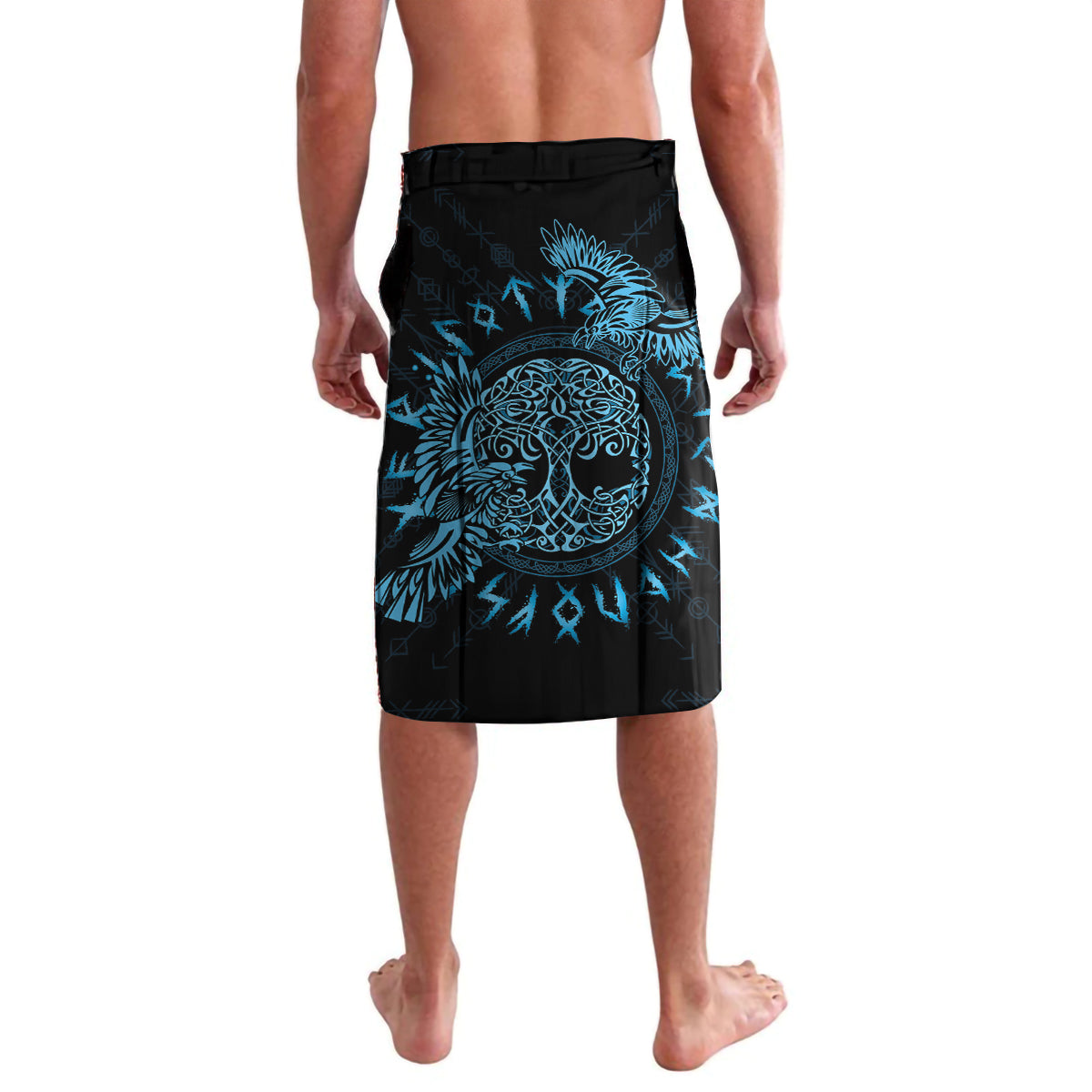 Personalized Odin's Celtic Raven Lavalava Blue Scandinavian Tattoo - Wonder Print Shop