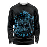 Personalized Odin's Celtic Raven Long Sleeve Shirt Blue Scandinavian Tattoo - Wonder Print Shop