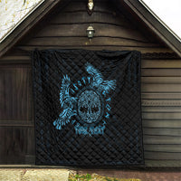 Personalized Odin's Celtic Raven Quilt Blue Scandinavian Tattoo - Wonder Print Shop