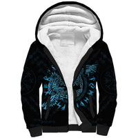 Personalized Odin's Celtic Raven Sherpa Hoodie Blue Scandinavian Tattoo - Wonder Print Shop