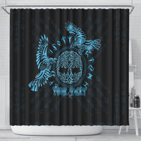 Personalized Odin's Celtic Raven Shower Curtain Blue Scandinavian Tattoo