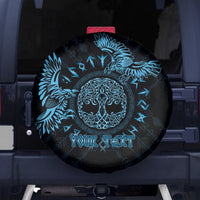 Personalized Odin's Celtic Raven Spare Tire Cover Blue Scandinavian Tattoo - Wonder Print Shop