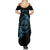 Personalized Odin's Celtic Raven Summer Maxi Dress Blue Scandinavian Tattoo - Wonder Print Shop