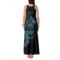 Personalized Odin's Celtic Raven Tank Maxi Dress Blue Scandinavian Tattoo - Wonder Print Shop
