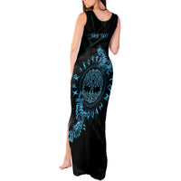Personalized Odin's Celtic Raven Tank Maxi Dress Blue Scandinavian Tattoo - Wonder Print Shop