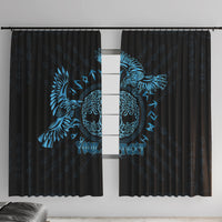 Personalized Odin's Celtic Raven Window Curtain Blue Scandinavian Tattoo - Wonder Print Shop