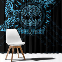 Personalized Odin's Celtic Raven Window Curtain Blue Scandinavian Tattoo - Wonder Print Shop