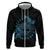 Personalized Odin's Celtic Raven Zip Hoodie Blue Scandinavian Tattoo - Wonder Print Shop
