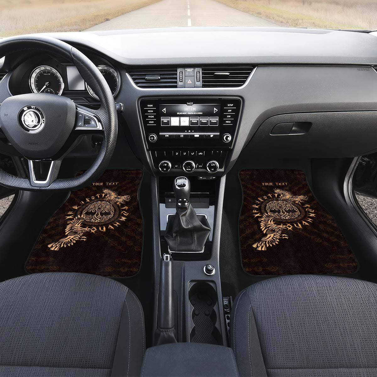 Personalized Odin's Celtic Raven Car Mats Gold Scandinavian Tattoo LT9 - Wonder Print Shop
