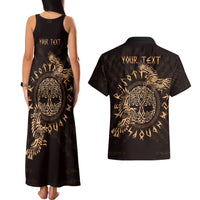 Personalized Odin's Celtic Raven Couples Matching Tank Maxi Dress and Hawaiian Shirt Gold Scandinavian Tattoo LT9 - Wonder Print Shop