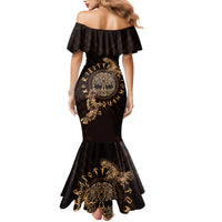 Personalized Odin's Celtic Raven Family Matching Mermaid Dress and Hawaiian Shirt Gold Scandinavian Tattoo LT9 - Wonder Print Shop