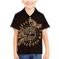 Personalized Odin's Celtic Raven Family Matching Mermaid Dress and Hawaiian Shirt Gold Scandinavian Tattoo LT9 - Wonder Print Shop