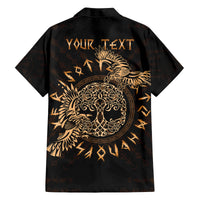 Personalized Odin's Celtic Raven Family Matching Off Shoulder Short Dress and Hawaiian Shirt Gold Scandinavian Tattoo LT9 - Wonder Print Shop