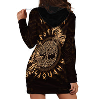 Personalized Odin's Celtic Raven Hoodie Dress Gold Scandinavian Tattoo - Wonder Print Shop