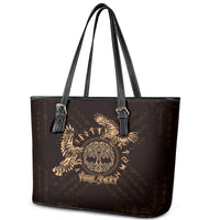 Personalized Odin's Celtic Raven Leather Tote Bag Gold Scandinavian Tattoo - Wonder Print Shop