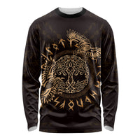 Personalized Odin's Celtic Raven Long Sleeve Shirt Gold Scandinavian Tattoo - Wonder Print Shop