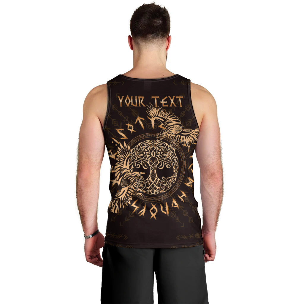 Personalized Odin's Celtic Raven Men Tank Top Gold Scandinavian Tattoo - Wonder Print Shop
