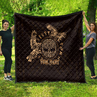 Personalized Odin's Celtic Raven Quilt Gold Scandinavian Tattoo - Wonder Print Shop