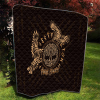 Personalized Odin's Celtic Raven Quilt Gold Scandinavian Tattoo - Wonder Print Shop