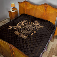 Personalized Odin's Celtic Raven Quilt Gold Scandinavian Tattoo - Wonder Print Shop