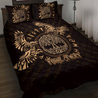 Personalized Odin's Celtic Raven Quilt Bed Set Gold Scandinavian Tattoo - Wonder Print Shop