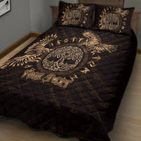 Personalized Odin's Celtic Raven Quilt Bed Set Gold Scandinavian Tattoo - Wonder Print Shop
