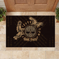 Personalized Odin's Celtic Raven Rubber Doormat Gold Scandinavian Tattoo - Wonder Print Shop